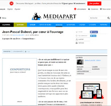 article du 11 octobre 2019 de Jean-Claude Leroy pour Mediapart' à propos de Compositions de Jean-Pascal Dubost