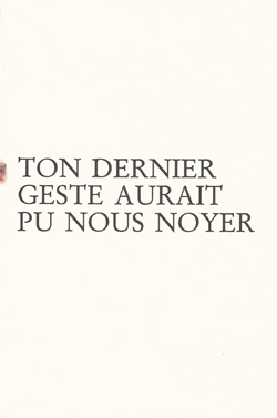 livre d'artiste : Ton dernier geste aurait pu nous noyer